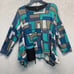 IC By Connie K Top Womens Large Blue Abstract Art Colorblock Long Sleeve