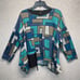 IC By Connie K Top Womens Large Blue Abstract Art Colorblock Long Sleeve