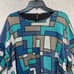 IC By Connie K Top Womens Large Blue Abstract Art Colorblock Long Sleeve