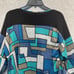 IC By Connie K Top Womens Large Blue Abstract Art Colorblock Long Sleeve