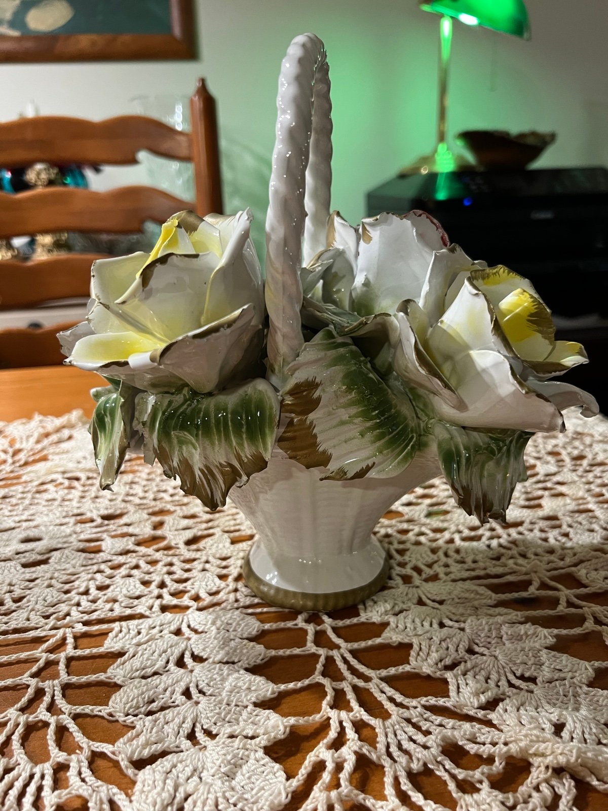 Antique Capodimonte 10”x9” Italian Flowering Basket