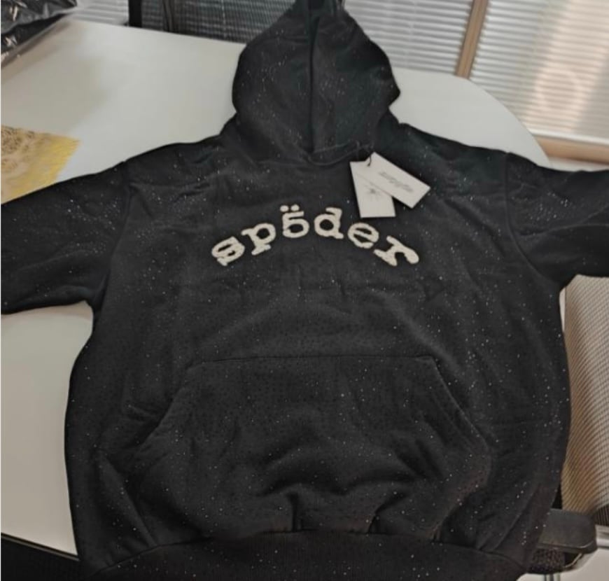 Black rhinestones Sp5der hoodie