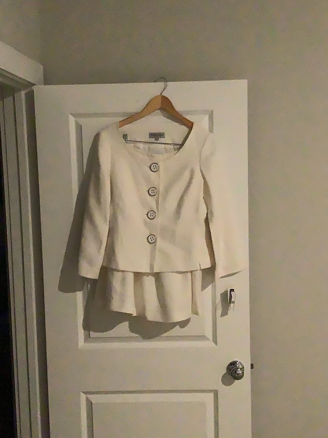 John Meyer White Linen Skirt Suit Size 8