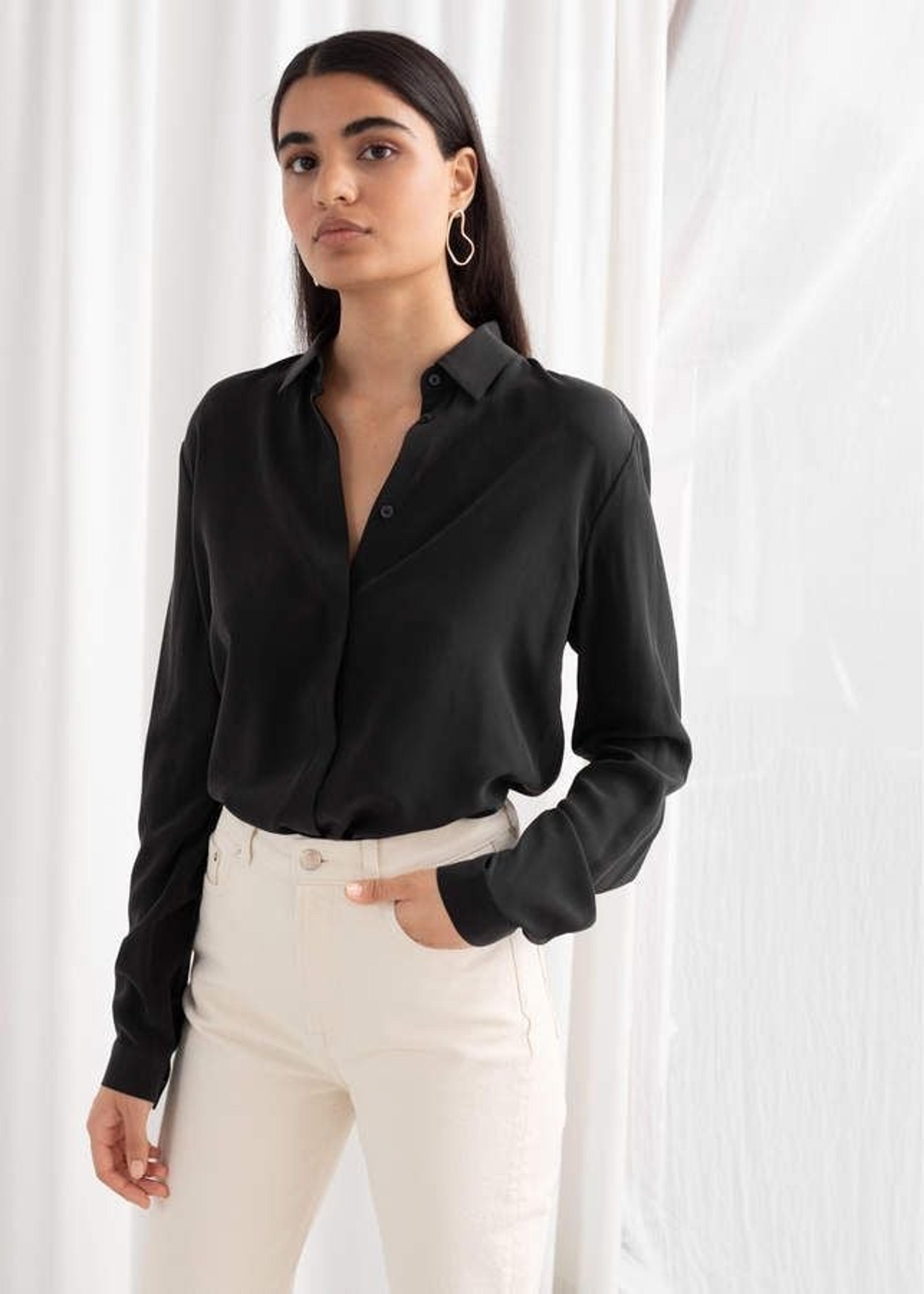 & Other Stories Straight Fit Silk Button Down Shirt