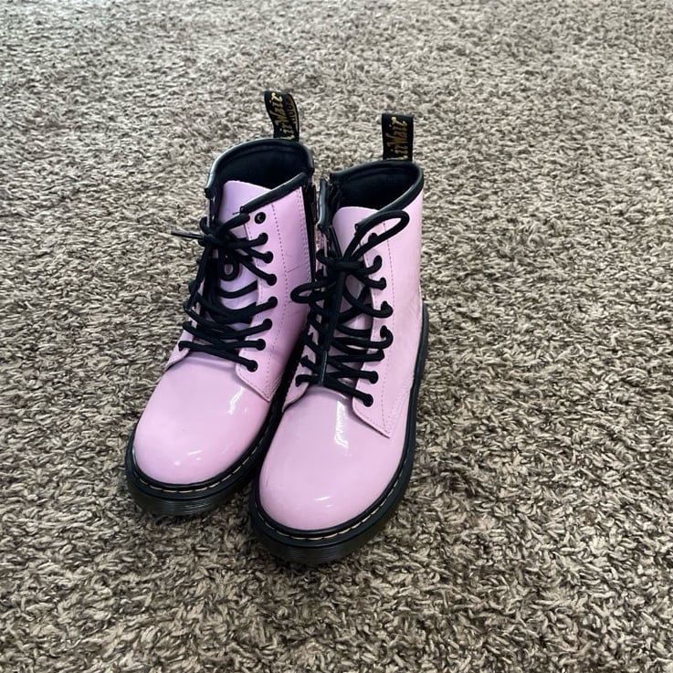 Dr Martens, pink shiny boots, kids size 2