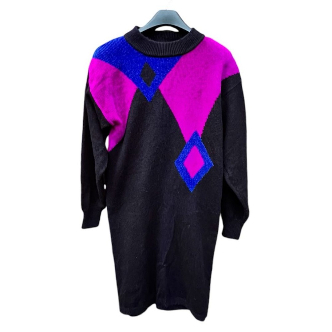 Vintage 90’s Yarnworks color block sweater dress with shoulder pads Size S