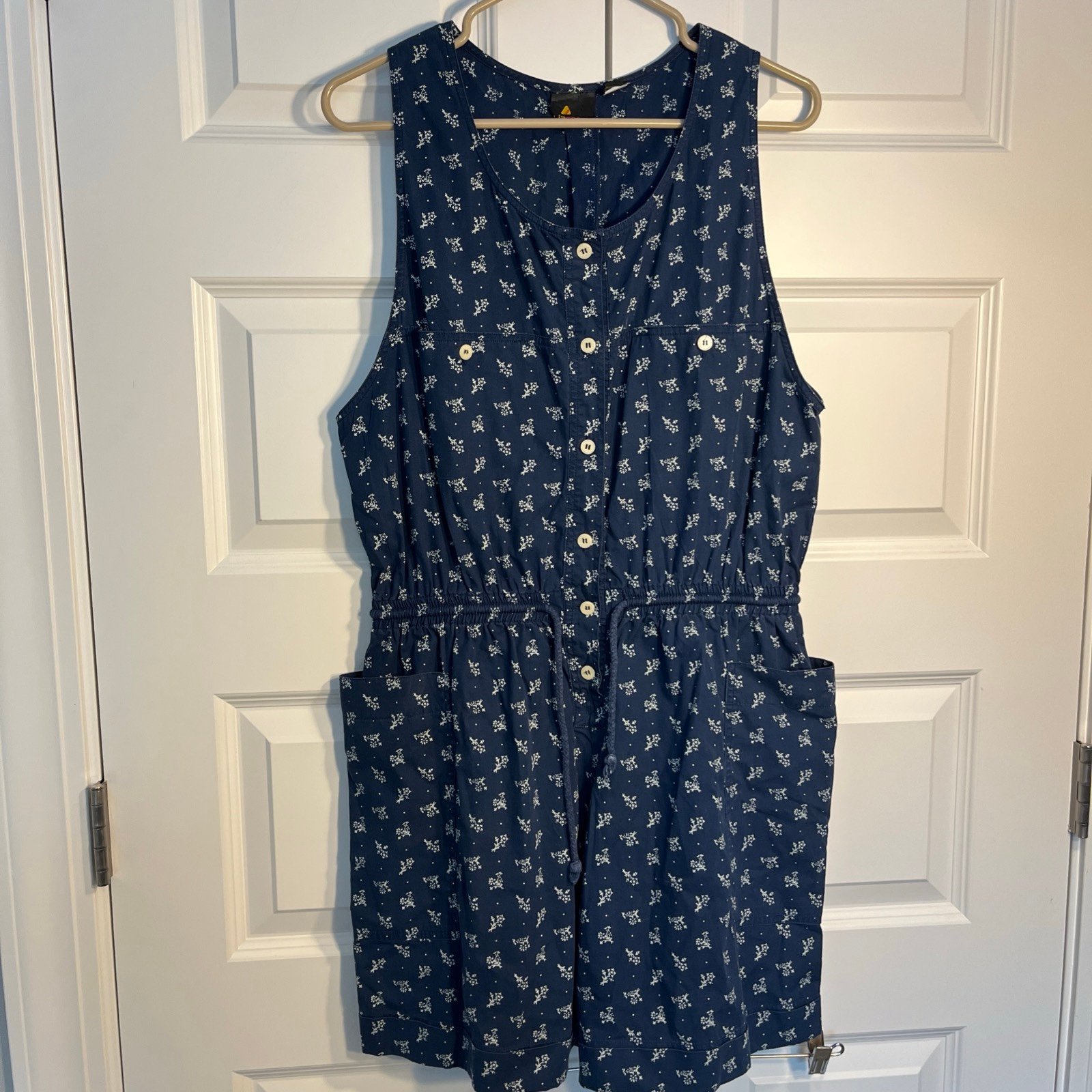 LIZSPORT 80'S Y2K One Piece Jumper Romper Shorts Size Medium Navy