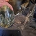 Clear Glass vintage paperweight and holder