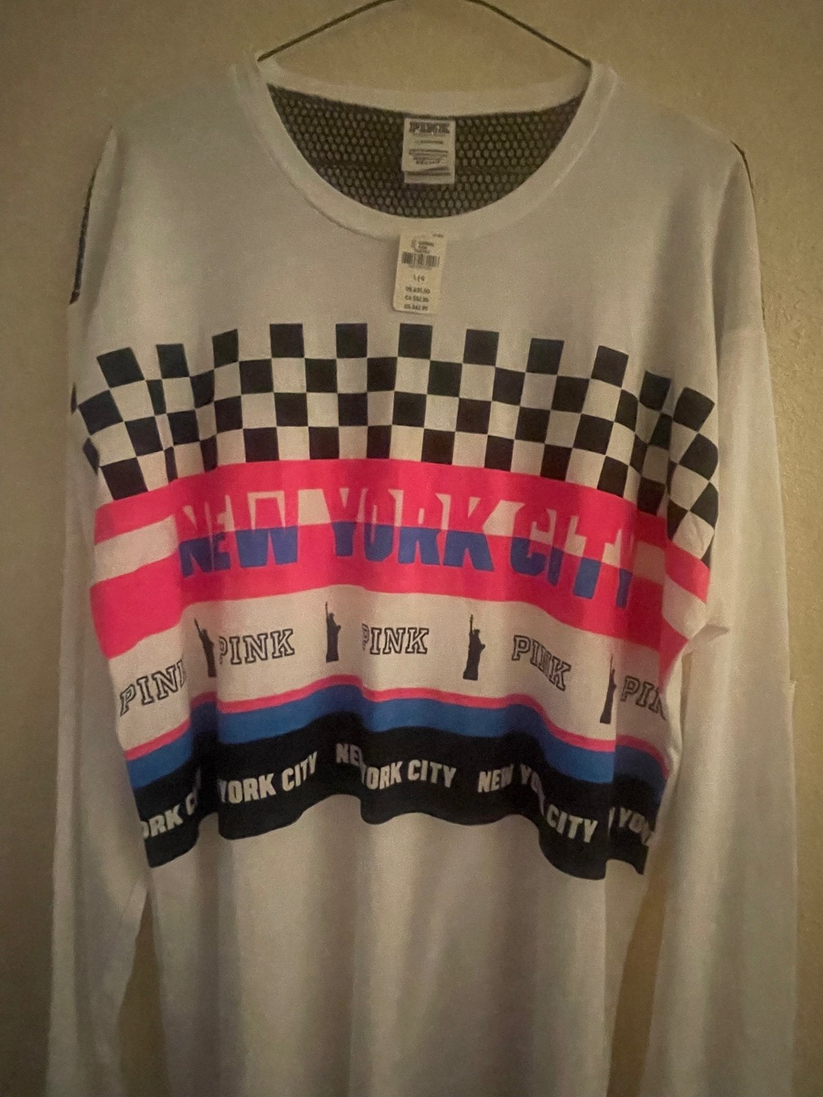 NWT VS Pink NYC long sleeve mesh back shirt