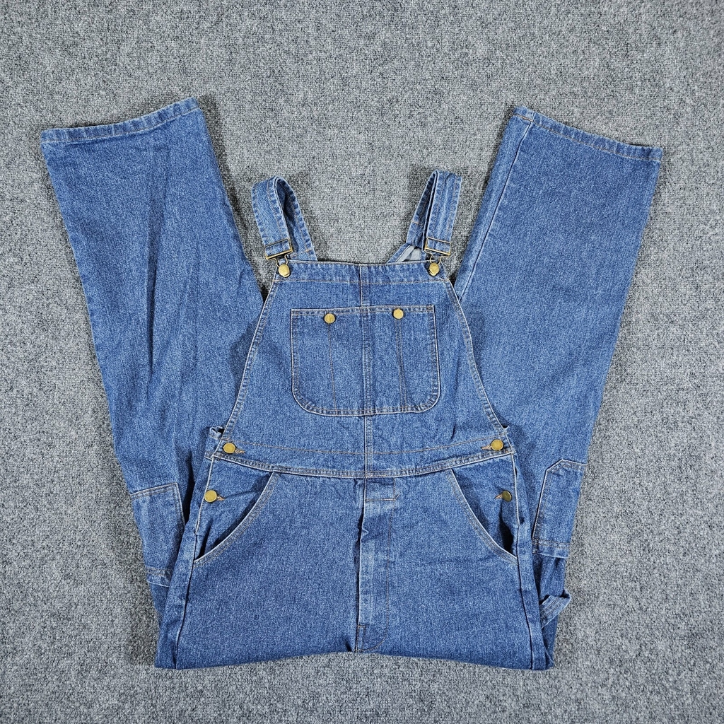 Denim Bib Carpenter Overalls Blue Unisex Tagged Size 32x30 Streetwear Utility