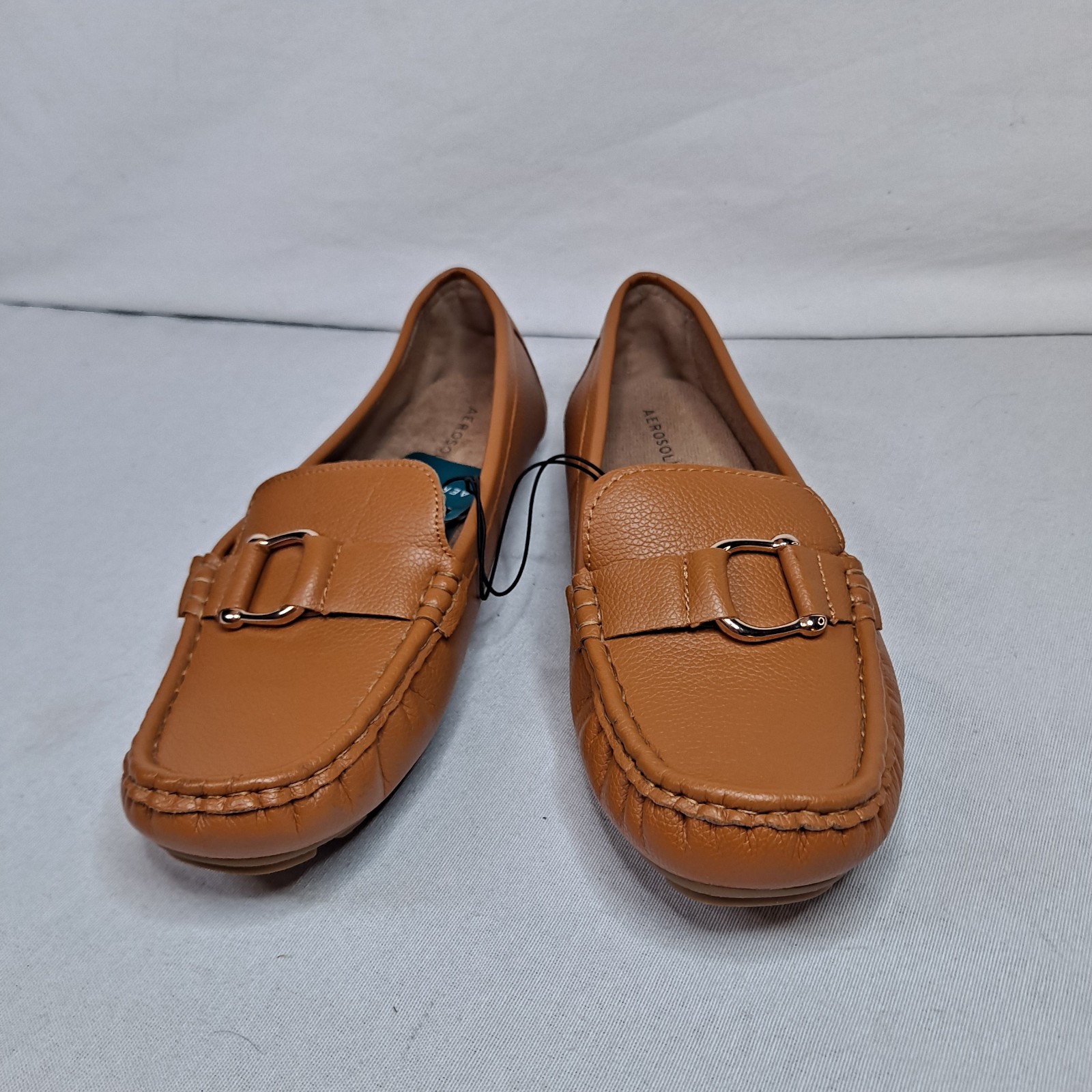 Aerosoles Womens Loafer Size 10 Cognac Vegan Leather Lightweight Cushioned Shoes