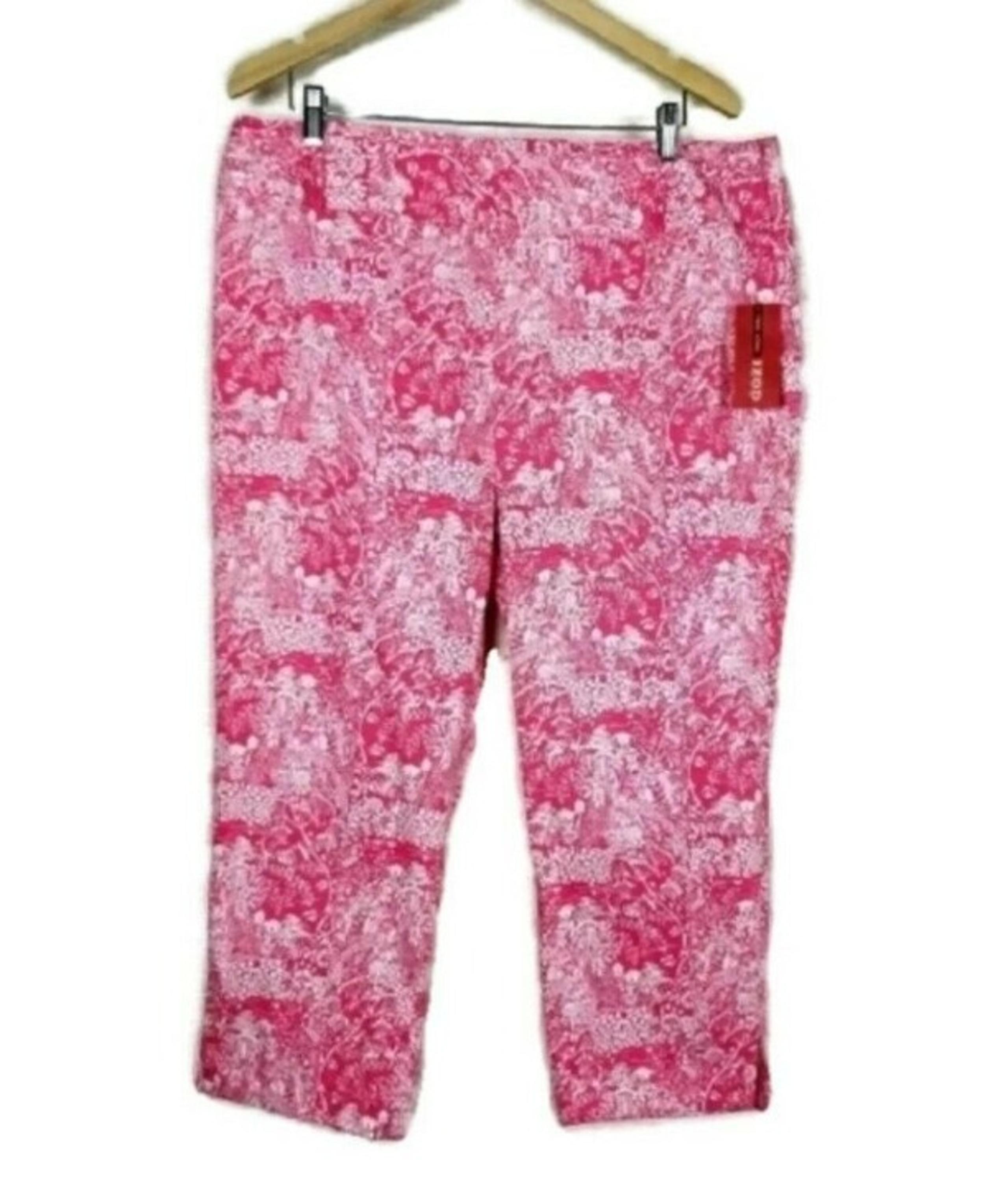 Izod NEW Pink White Floral Stretch Capri