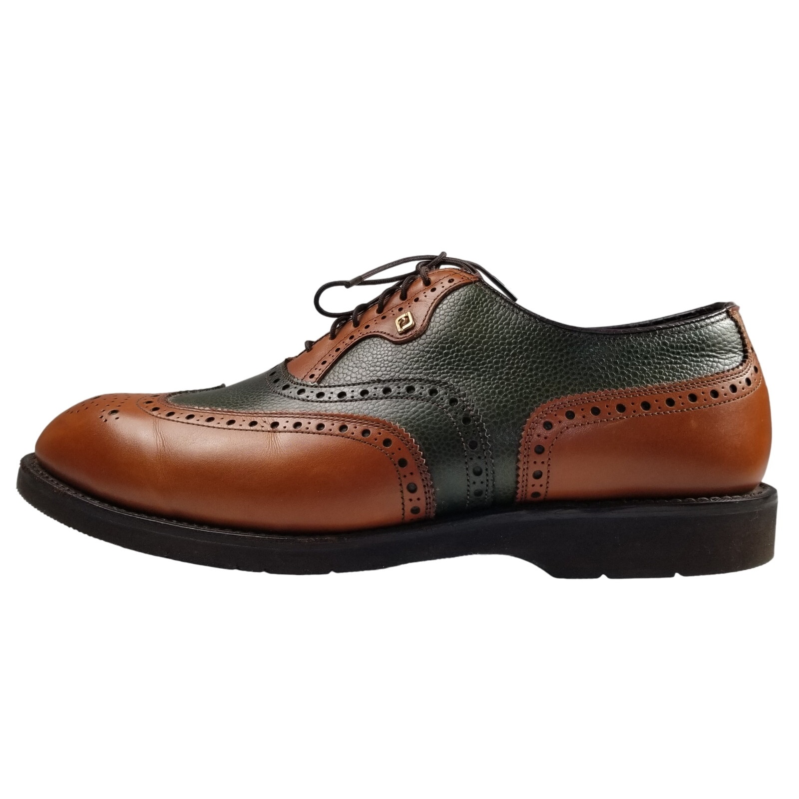 Footjoy Vintage USA Leather Oxfords Wingtip Brogue Men Shoes Green Saddle 9 D