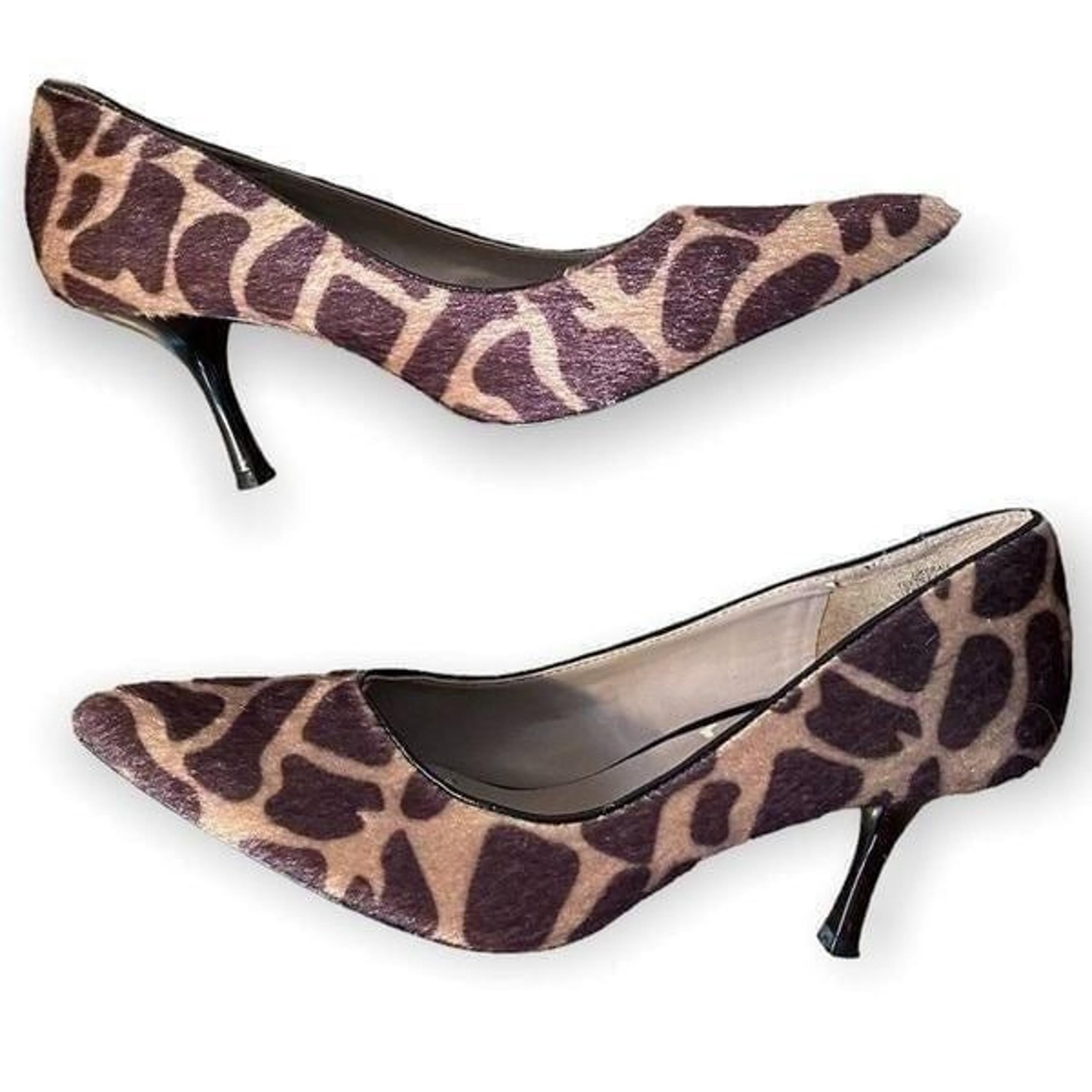 Nine & Co Leather Faux Animal Pattern Pumps SZ 5