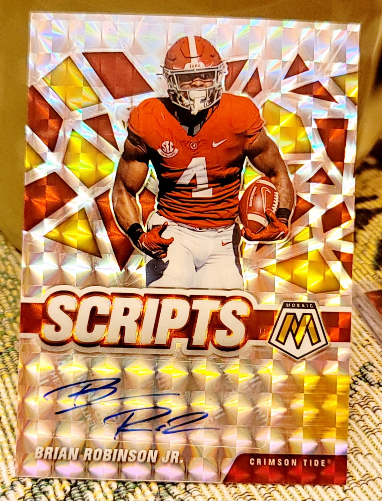 2022 Panini Mosaic Gold Scripts Auto SSP /10 Brian Robinson Jr. No. SM-BRJ 2-LOT