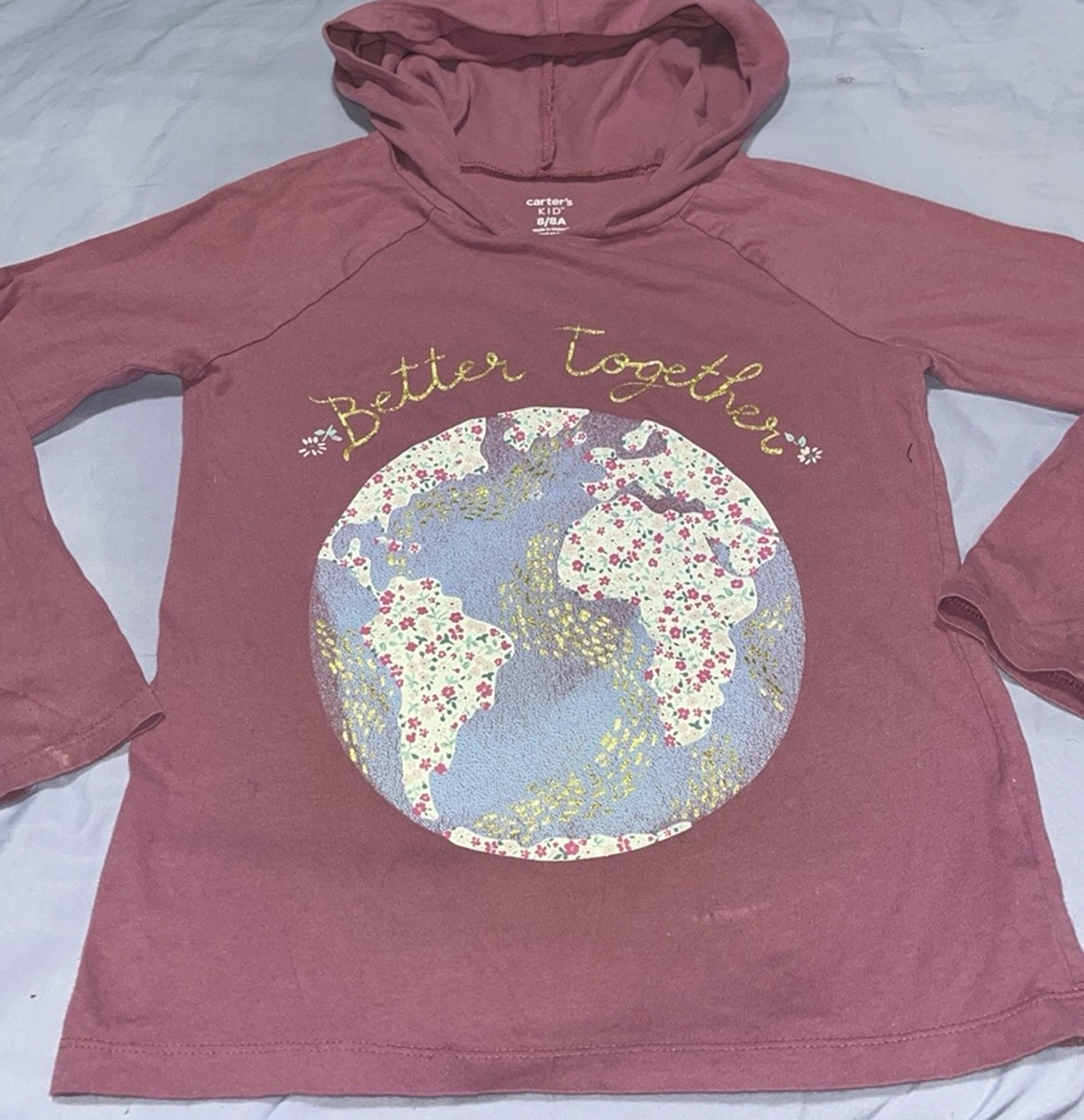 Girls “Better Together Long Sleeved Tee w/Hoodie- Size 8