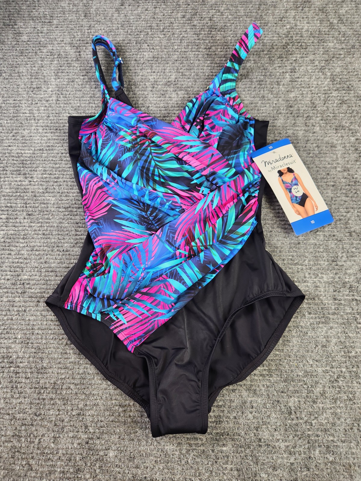 Miradonna by Miraclesuit Women's One-Piece Swimsuit Floral Purple Size 10 NWT