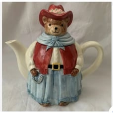Tea Pot Vintage Otagiri Western Cowgirl Teddy Bear, Ceramic Japan 1960's
