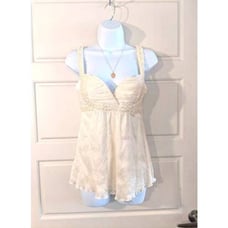 Vintage Y2K BEBE Silk Sweetheart neckline Top with Pearl Details