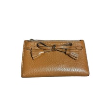 Kate spade Hayes Small leather wallet gingerbread brown with red details