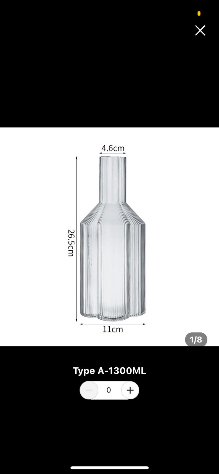 RIBBED GLASS DECANTER 44OZ