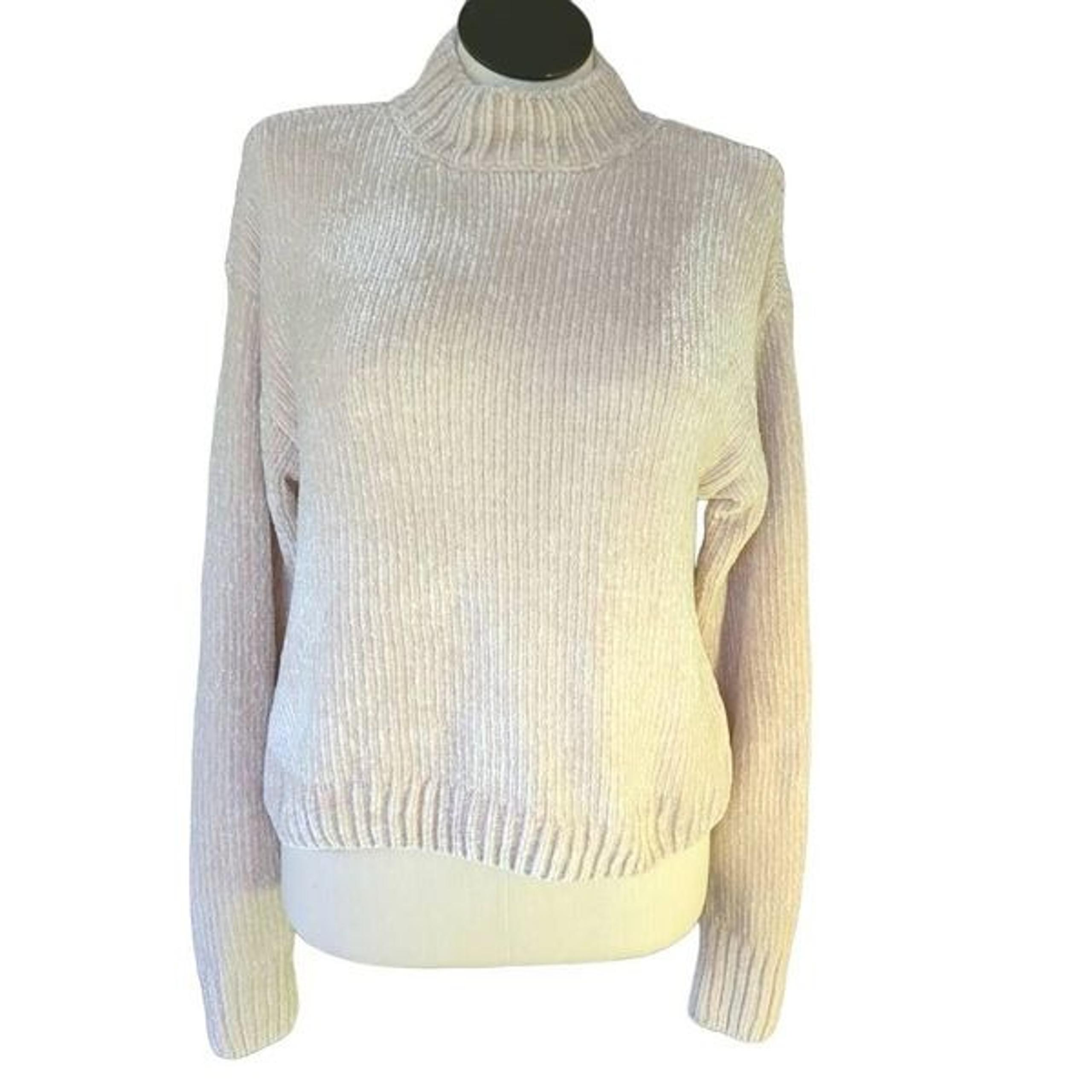 Sanctuary Women's Size L Turtleneck Sweater Cream Tan Ribbed Velour
