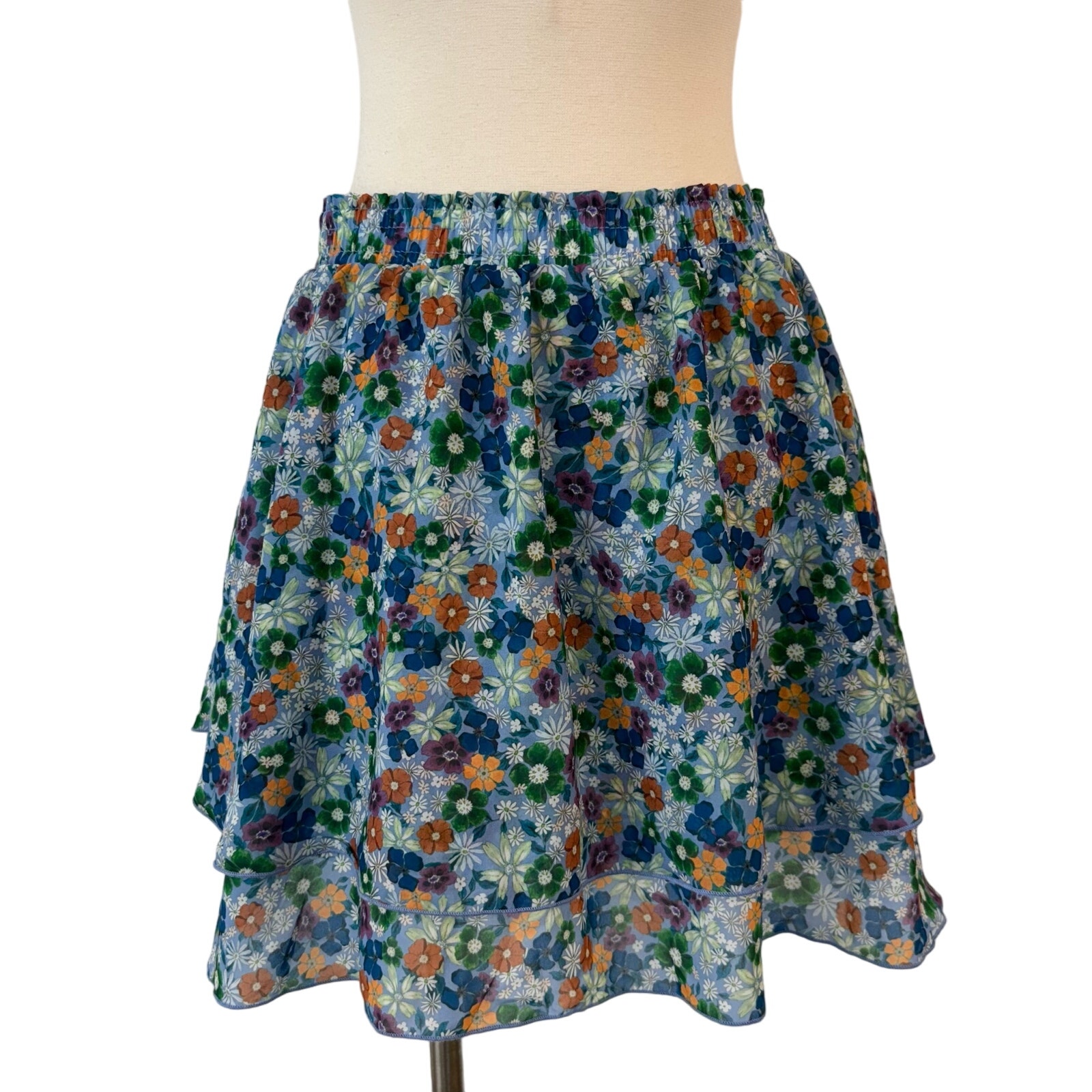 Shore Brand Floral Layered Skort Skirt with Built in Shorts Pull-On Elastic | M