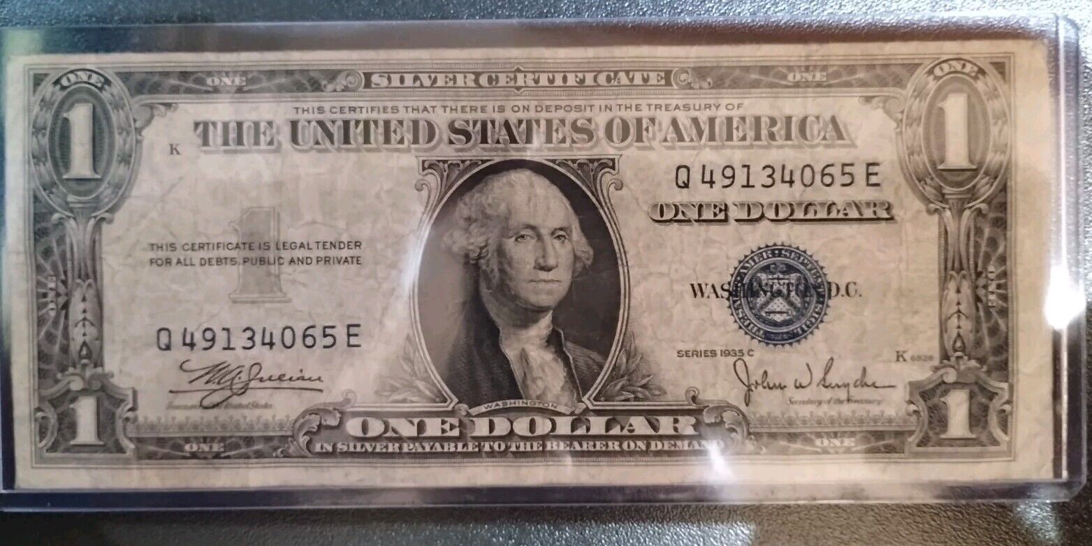 1935 C 1 Blue Seal Silver Certificate With Obverse & Reverse Alignment Errors