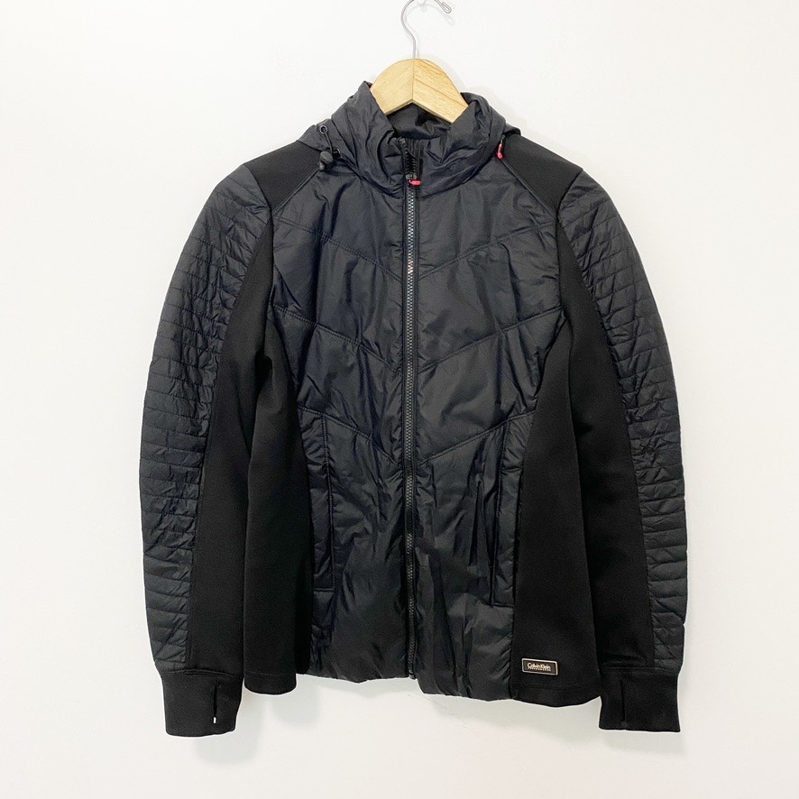 Calvin Klein Black Zip Puffer Hooded Zip Jacket Size Small