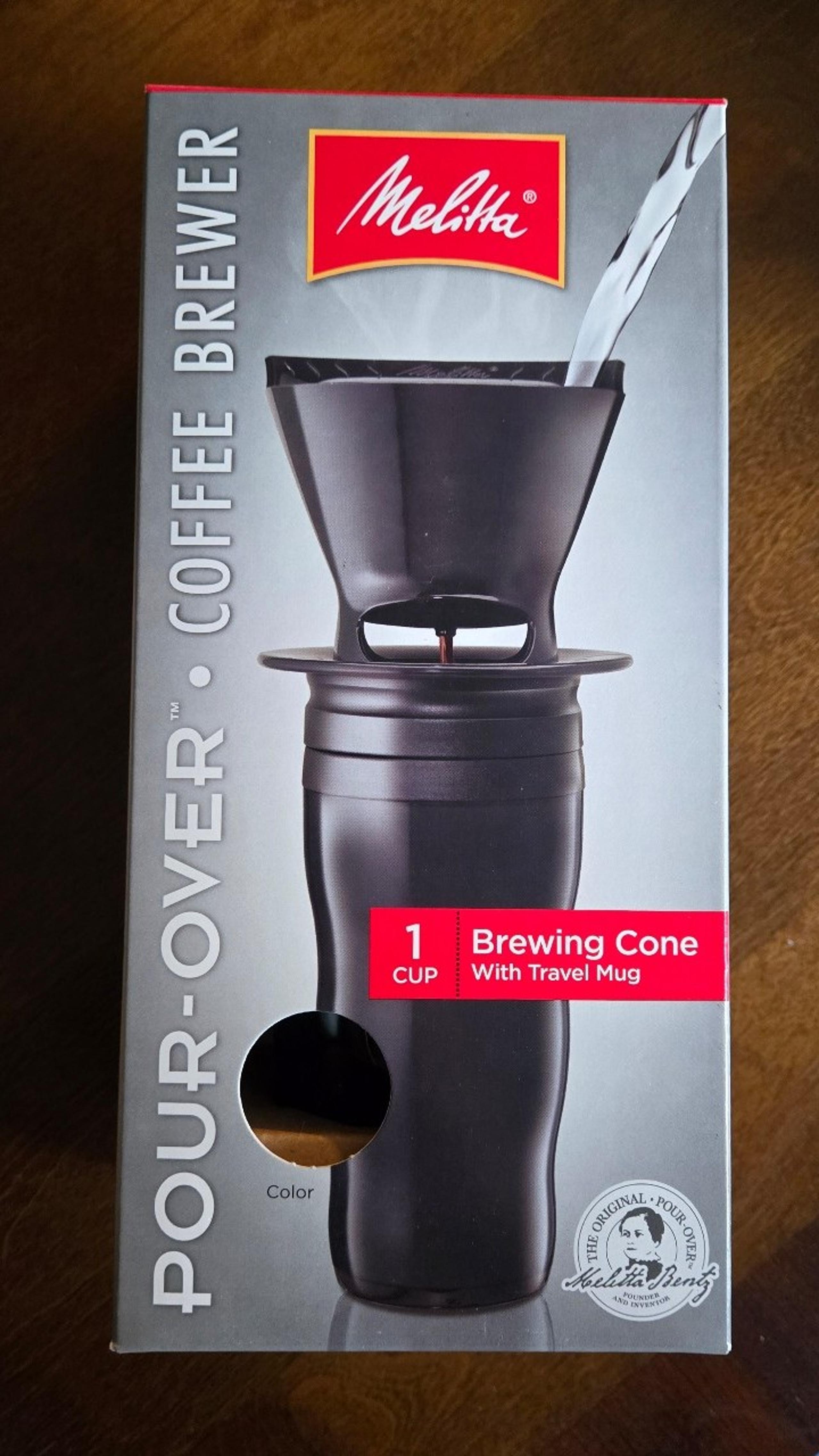 Melitta Pour-Over Coffee Brewer Travel Mug Cup Ready Set Joe Black - New In Box