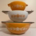 Pyrex Butterfly Gold Cinderella 3 Piece Nesting Mixing Bowl Set 442-444