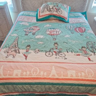 Circo Twin Quilt and Sham - Girl in Paris France Ballerina Eiffel Tower