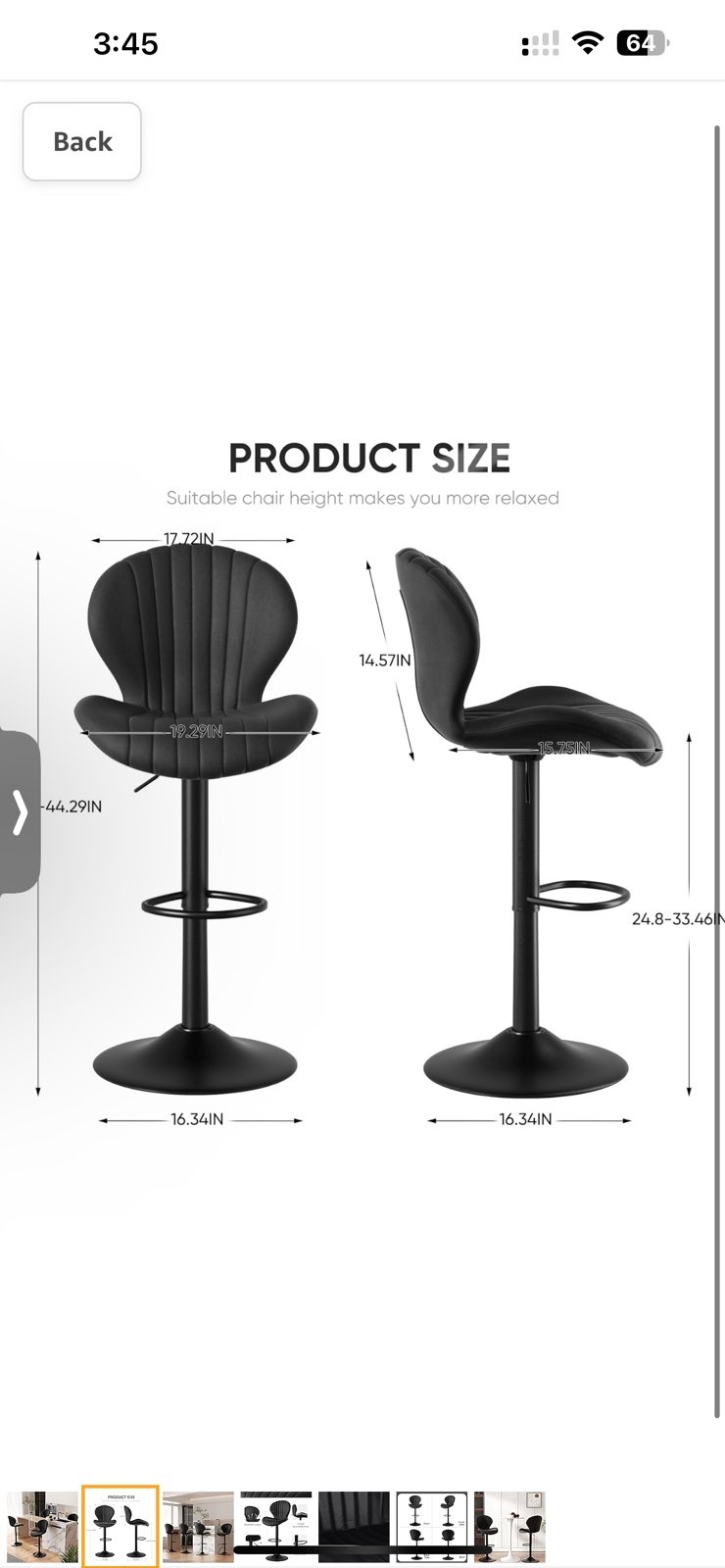 Modern Bar Stool, Ergonomic Upholstered Bar Stools with Back, Adjustable Double-