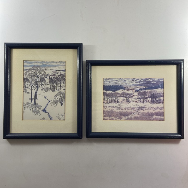 Pair Susan Hunt-Wulkowicz Rural Wisconsin Miniature Giclees Print Framed Art