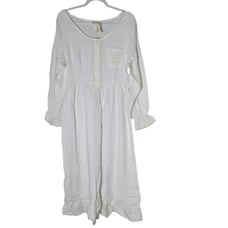 Vintage Victoria's Secret Gold Label Flannel Night Gown Medium Ivory Maxi NEW