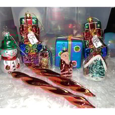 Stunning Vtg Blown Glass Christmas Ornaments Hand Painted Santa Gifts & MORE #37