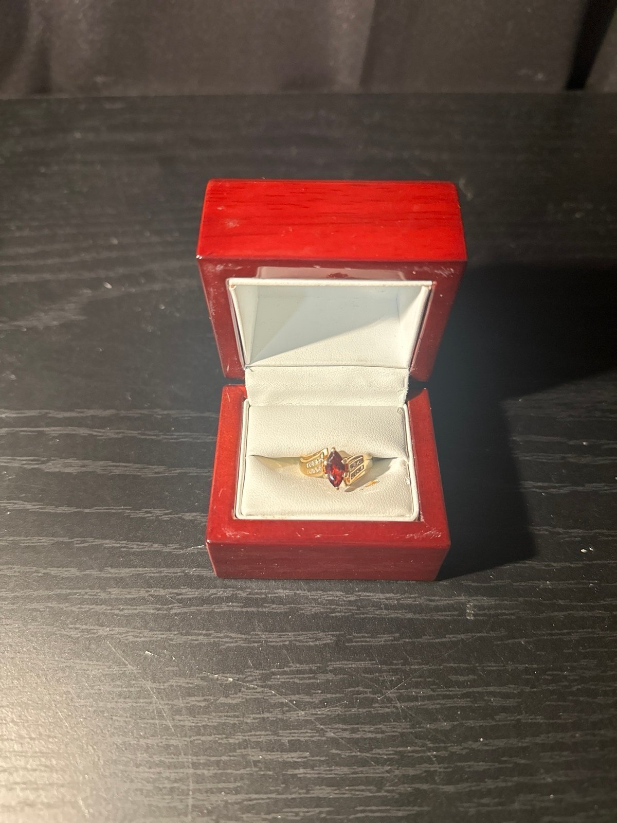 14k Marquise Garnet & Diamond Ring