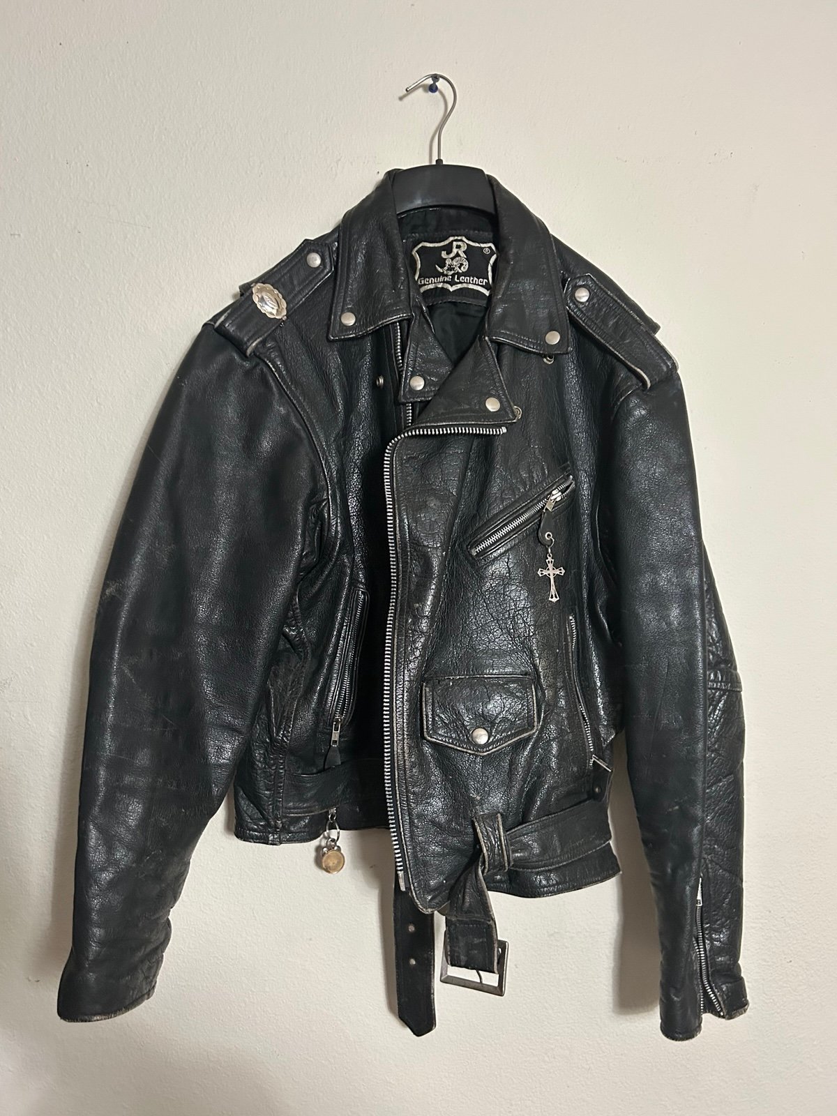 VTG JR WESTERN GENUINE LEATHER BLACK MOTORCYCLE LEATHER JACKET SIZE M/L
