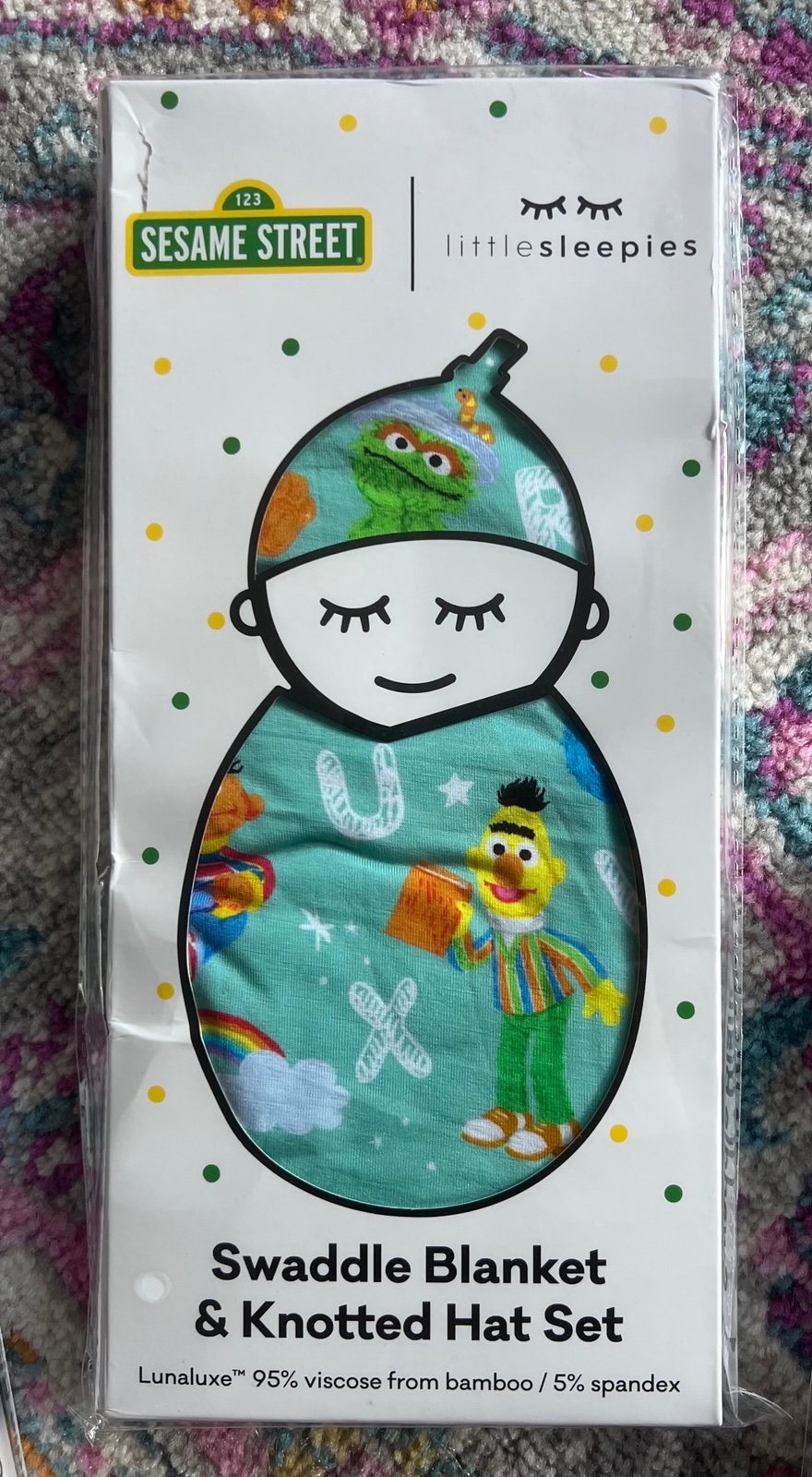 NIB Little Sleepies Sesame Street swaddle and hat set