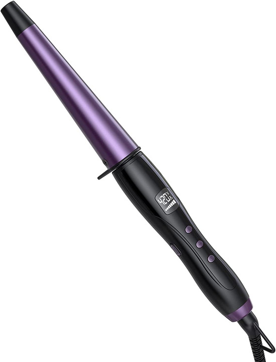 Conical Curling Wand 3/4 - 1 1/4 Clamp-Free Ceramic Curling Iron, Digital
