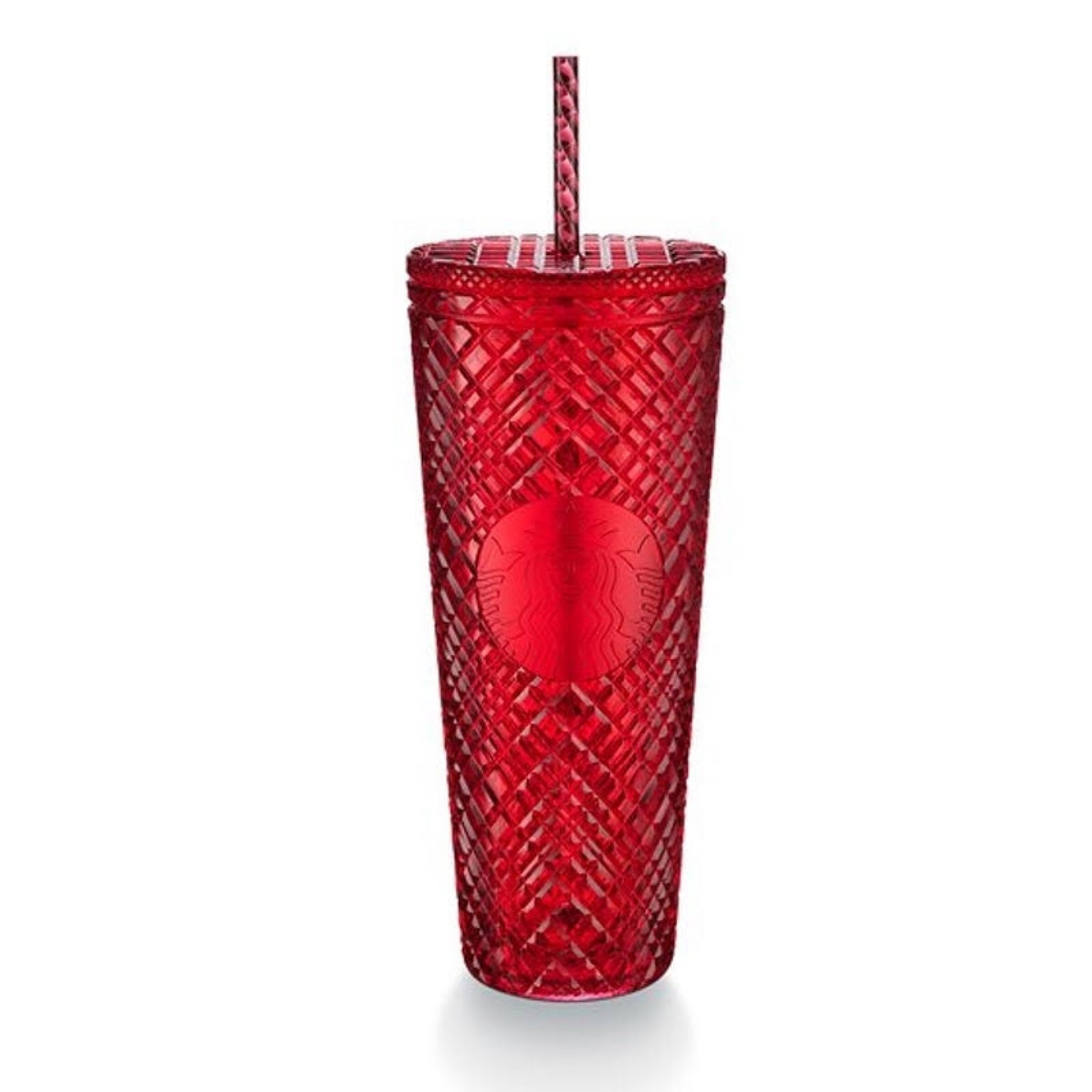 Rare Starbucks New Red Jeweled Studded Tumbler Venti 24 oz