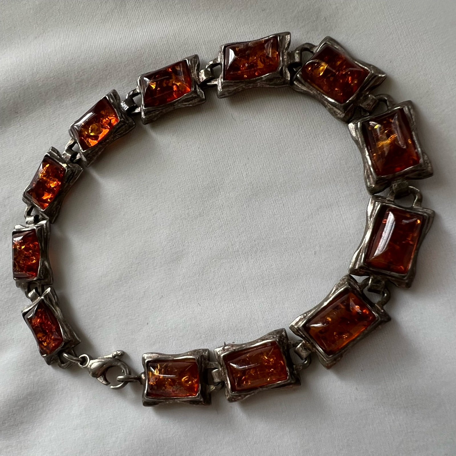 Baltic Amber Vintage Silver Tone Estate Tennis Bracelet