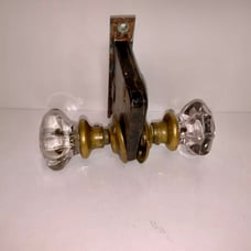 Antique Old Deco Interior Brass Steel Door Lockset Glass Knob