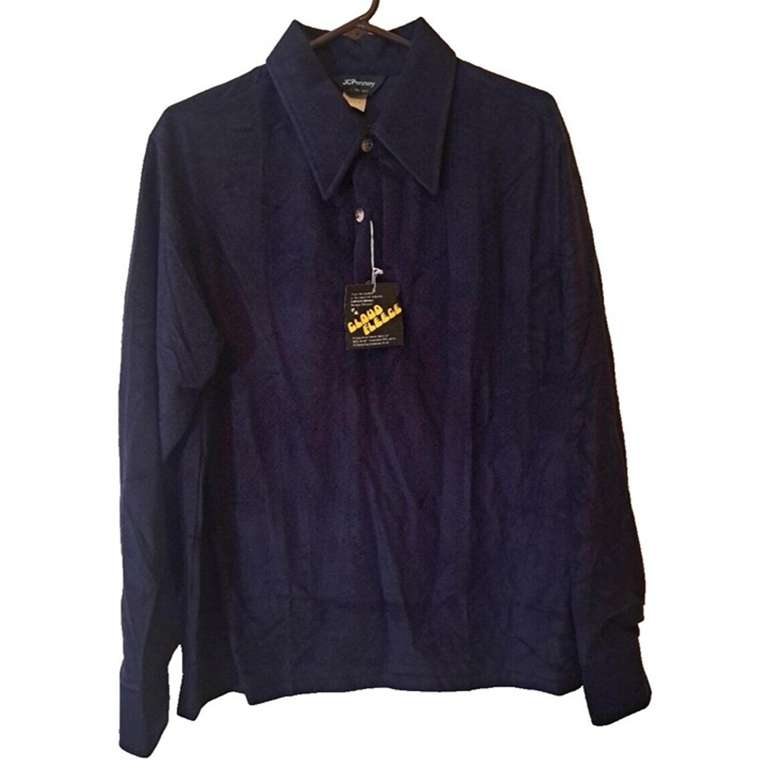 Vintage Mens Cloud Fleece Shirt NEW NWT JC Penney Button Front Blue Large
