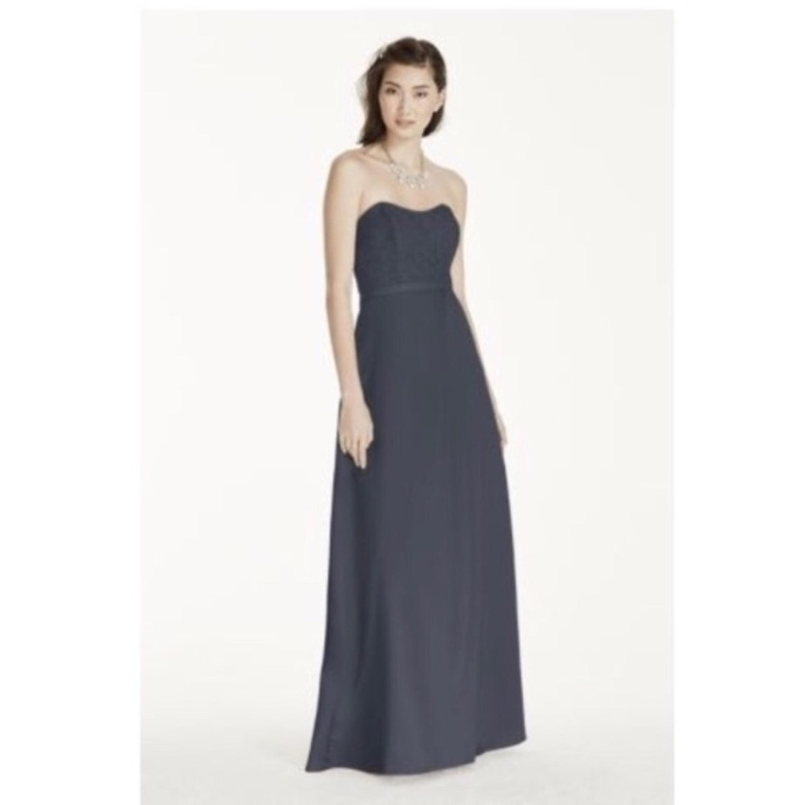Davids Bridal Black Strapless Lace Gown