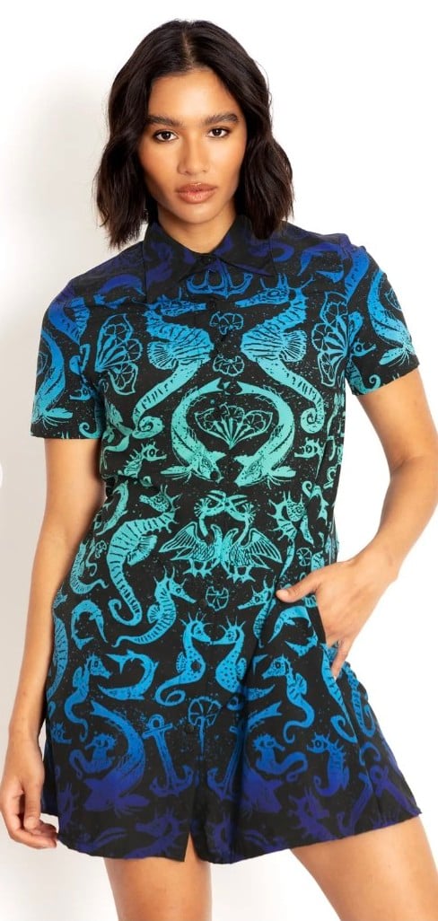 BlackMilk Seahorse Playground Short Sleeve shirt dress - L - NEW
