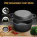 2-in-1 Pre-Seasoned Cast Iron Dutch Oven Pot with Skillet Lid Cooking Pan