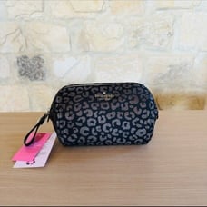Kate Spade Chelsea Medium Cosmetic Pouch Leopard NWT Black