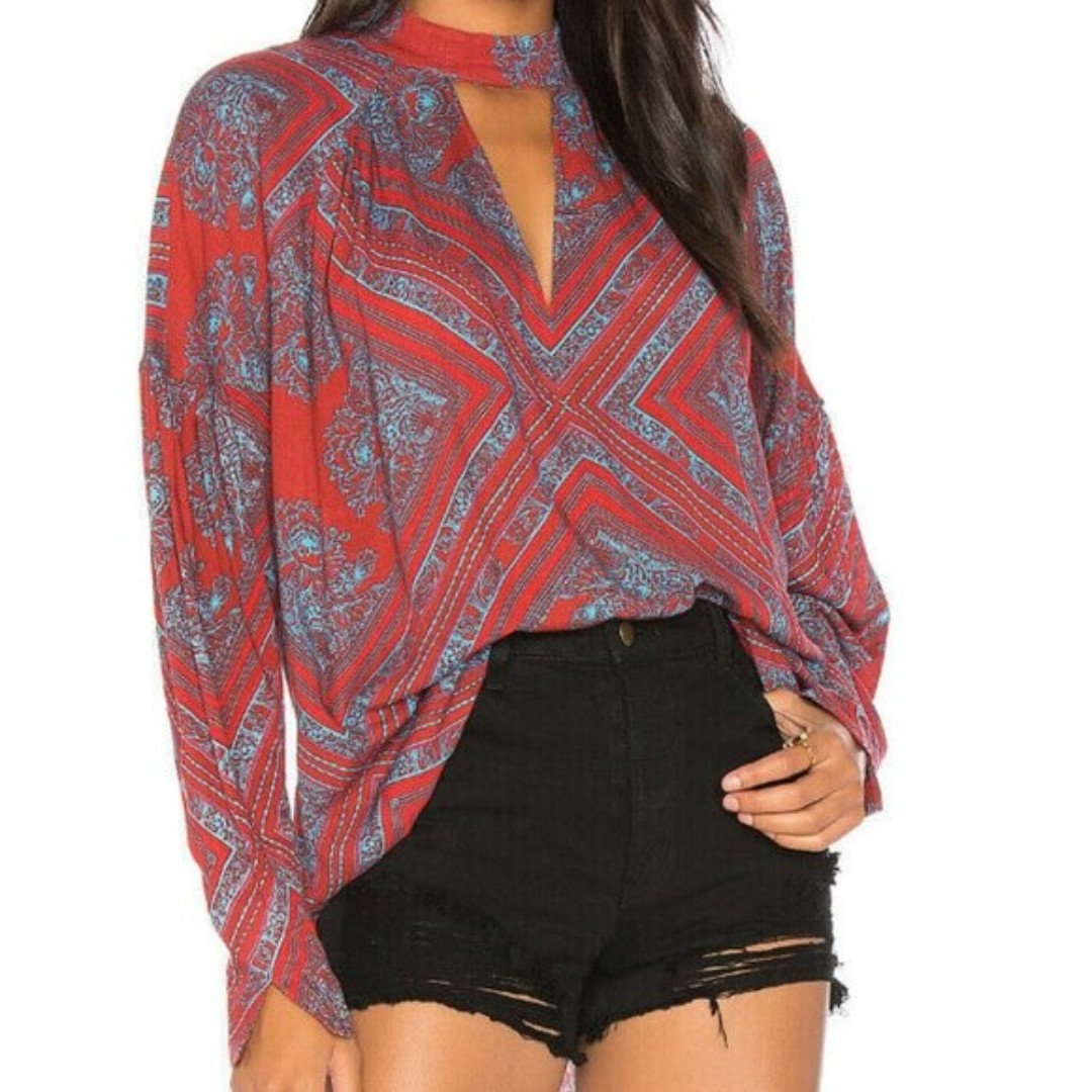 Free People Walking on a Dream Tunic Top Red XS