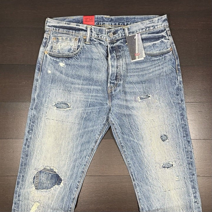 Levi's 501 CT Jeans 34 x 32 Selvedge Denim Distressed Tapered Leg Red Tab 65